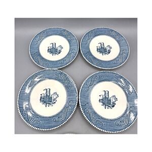 Vtg Currier Ives Saucer Royal "Low Water‎ in the Mississippi" Set of 4 Steamboat